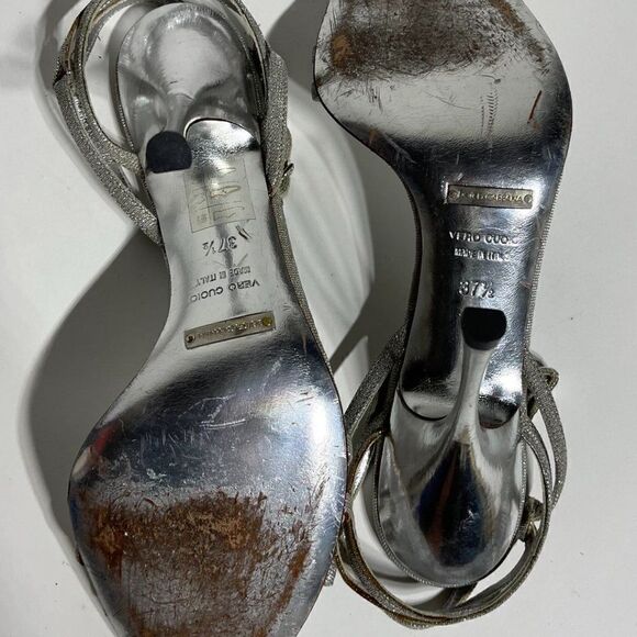 Dolce & Gabbana : Authentic- Made in Italy- Silver Strappy Heeled Sandals - Picture 3 of 15